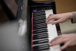 Student plays piano